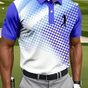 Gradient Polka Dot Golf Polo Shirt,
